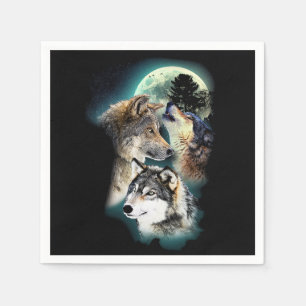 Serviette En Papier Imaginaire Wolf Moon Mountain