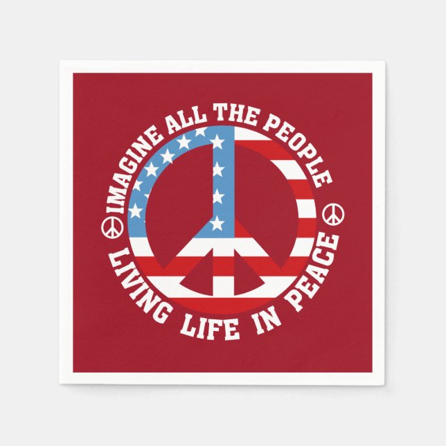Serviette En Papier Imaginez la paix (Devant)