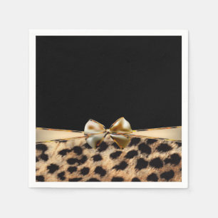 Serviette En Papier Impression animal noir et or léopard guépard