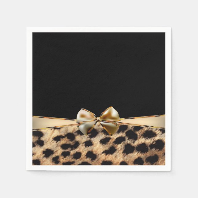 Serviette En Papier Impression animal noir et or léopard guépard (Devant)