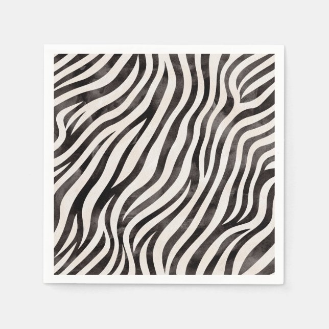Serviette En Papier Impression Animale Mariage Moderne Noir & Blanc  (Devant)