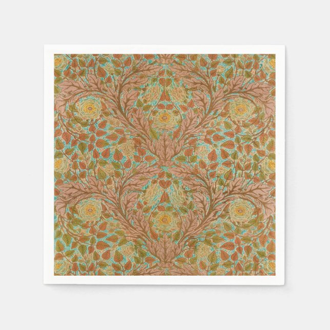Serviette En Papier Impression botanique victorienne de rose et feuill (Devant)