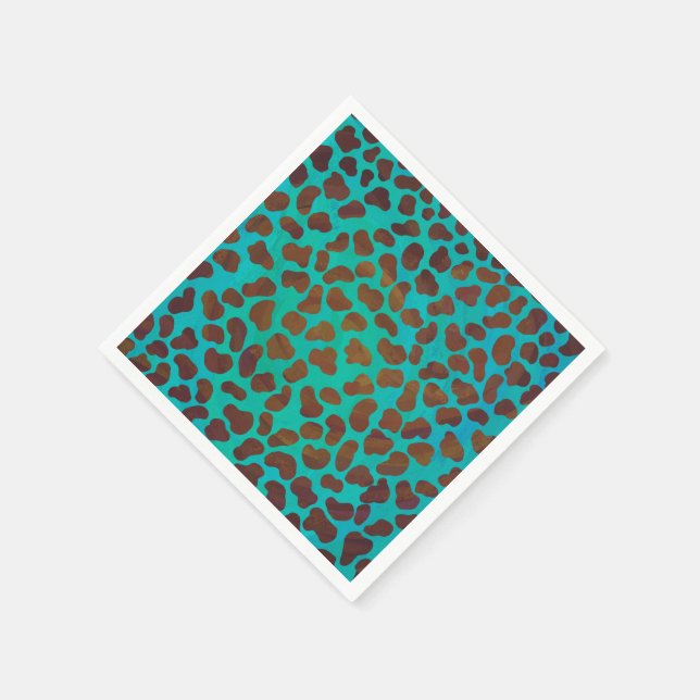 Serviette En Papier Impression Brown et Turquoise dalmate (Coin)