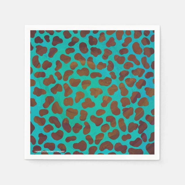 Serviette En Papier Impression Brown et Turquoise dalmate (Devant)