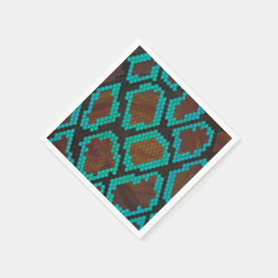 Serviette En Papier Impression Brown et Turquoise de serpent