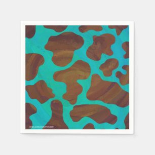 Serviette En Papier Impression Brown et Turquoise de vache