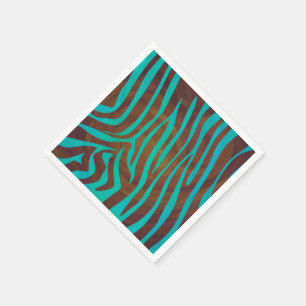 Serviette En Papier Impression Brown et Turquoise Zebra