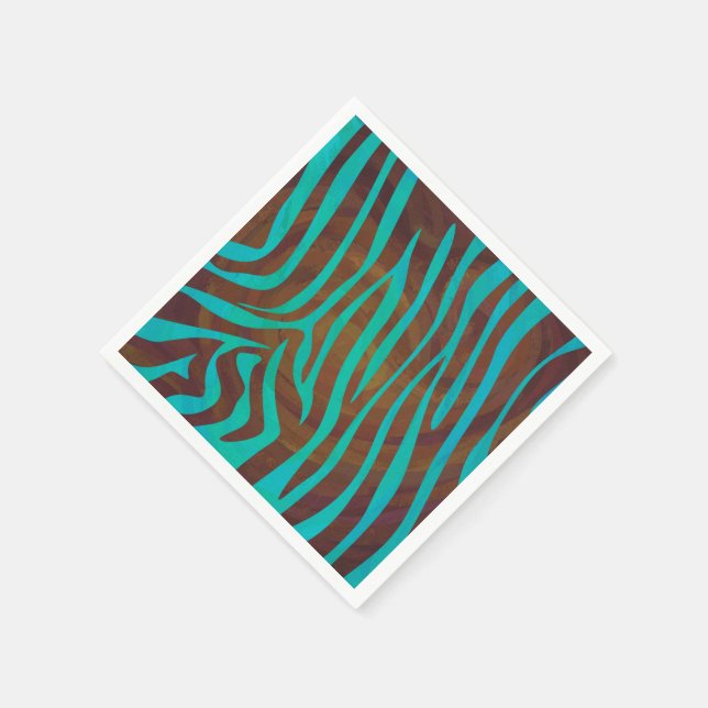 Serviette En Papier Impression Brown et Turquoise Zebra (Coin)