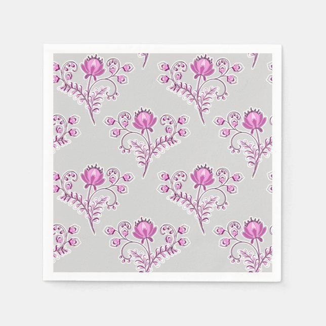 Serviette En Papier Impression de blocs floraux. (Devant)