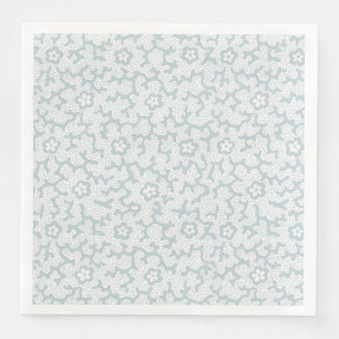 Serviette En Papier Impression de corail et de fleurs côtier gris bleu