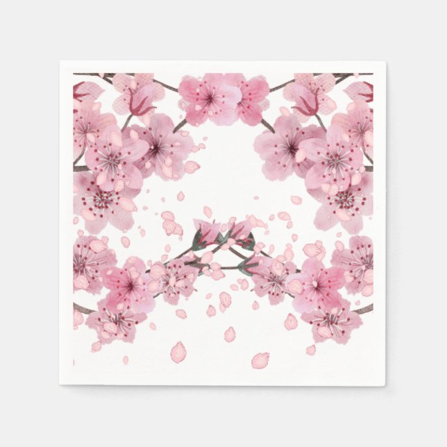 Serviette En Papier Impression de fleurs de cerisier (Devant)