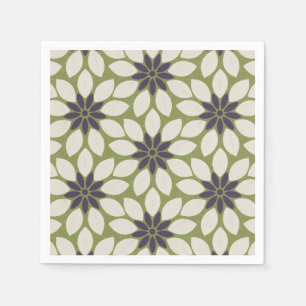 Serviette En Papier Impression de fleurs en mosaïque bleu crème vert