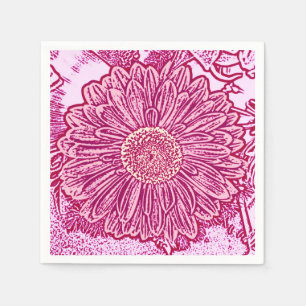 Serviette En Papier Impression de gérbera bloc - nuances de rose