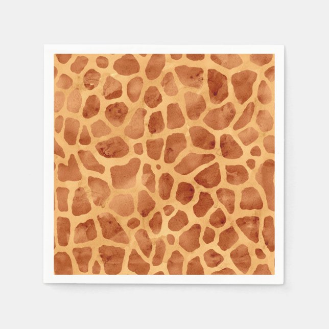 Serviette En Papier Impression de girafe à l'aquarelle (Devant)
