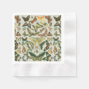 Serviette En Papier Impression de motif de papillon de nuit vintage