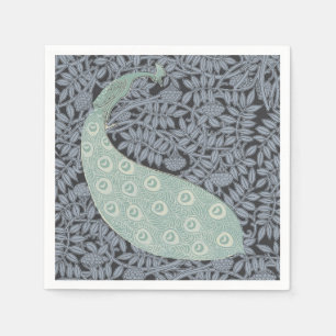 Serviette En Papier Impression de paon bleu Art Nouveau vintage Verneu