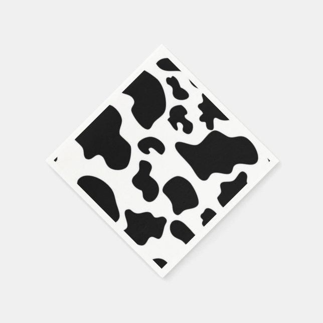 Serviette En Papier Impression de vache noire et blanche (Coin)