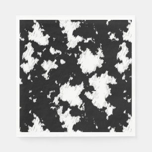 Serviette En Papier Impression de vache noire et blanche fausse