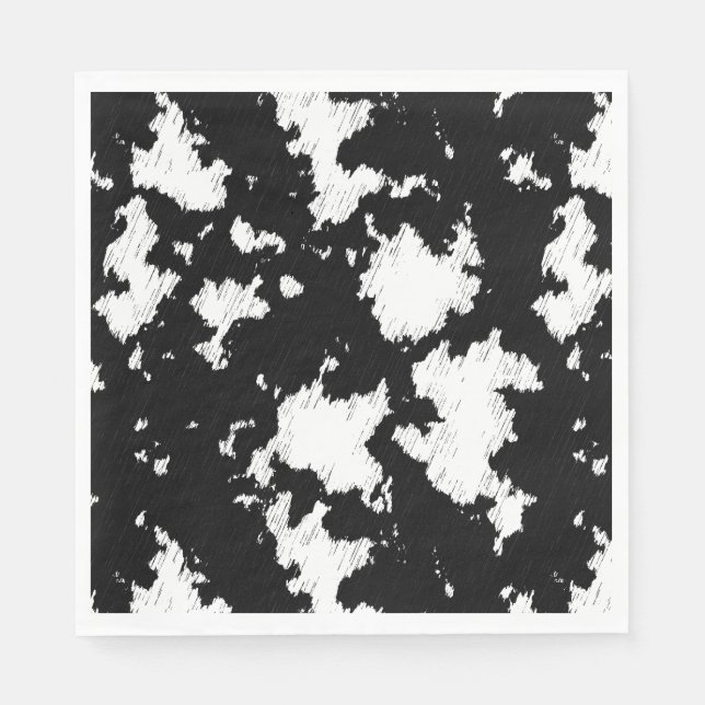 Serviette En Papier Impression de vache noire et blanche fausse (Devant)