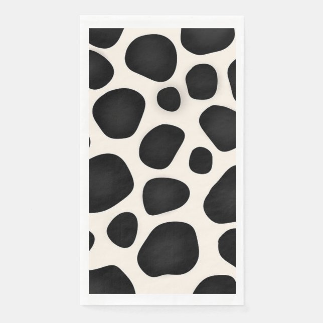 Serviette En Papier Impression de vache tache noire et blanche (Devant)