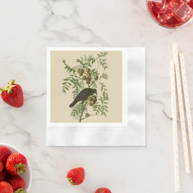 Serviette En Papier Impression d'oiseau Grackle Violet d'Audubon Botan (En situation)