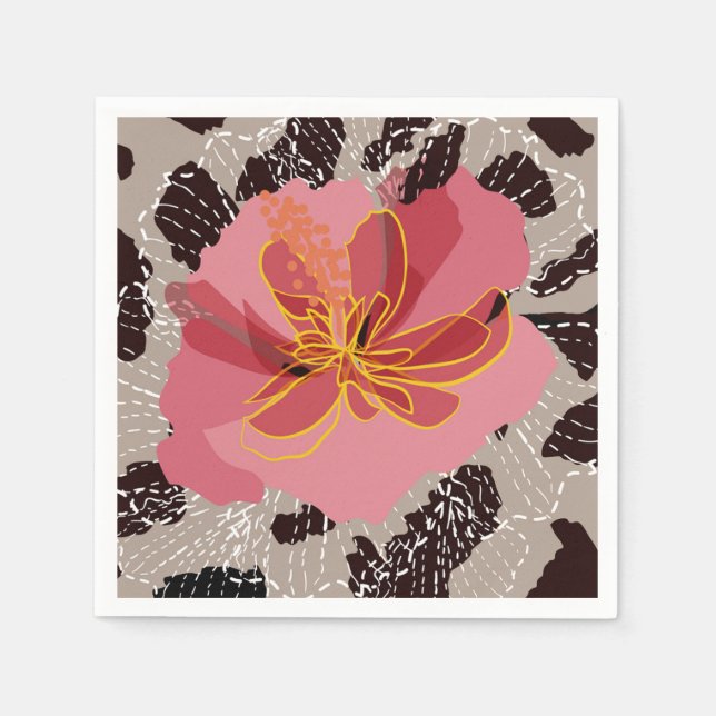 Serviette En Papier Impression Florale Animale Léopard (Devant)