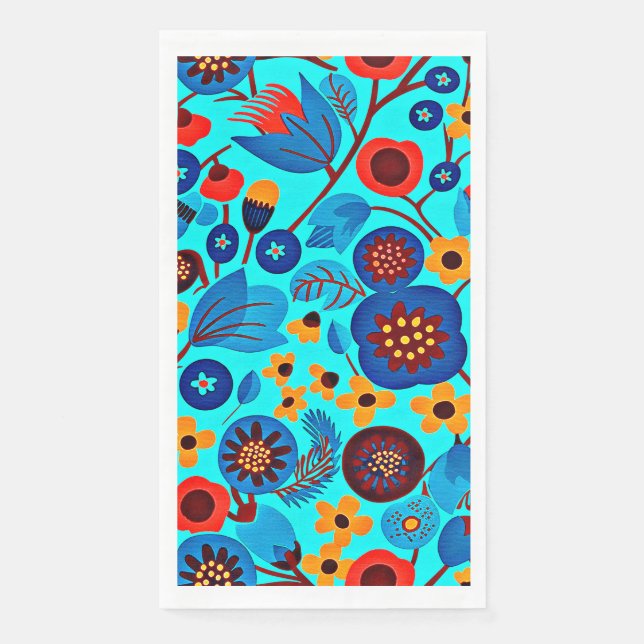 Serviette En Papier Impression florale du patrimoine mexicain (Devant)