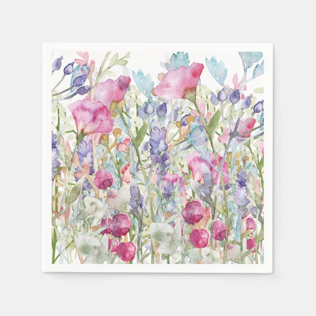 Serviette En Papier Impression florale illustrée à la main (Devant)