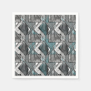 Serviette En Papier Impression géométrique gris clair.