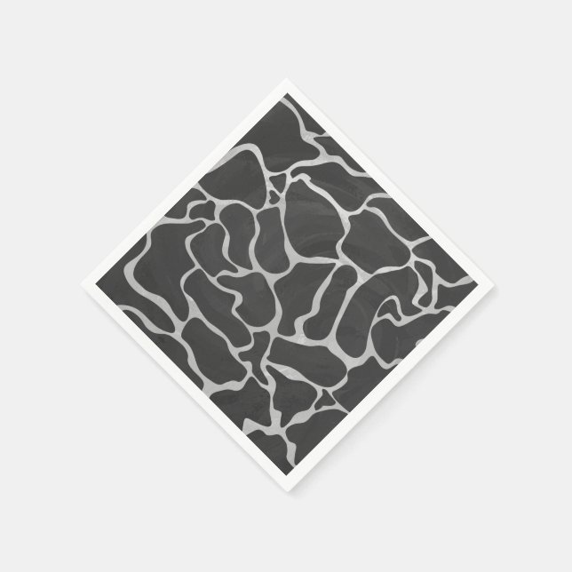 Serviette En Papier Impression Giraffe noir et gris clair (Coin)