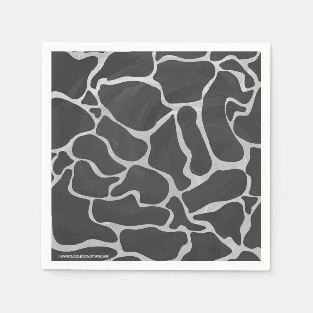 Serviette En Papier Impression Giraffe noir et gris clair (Devant)