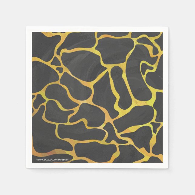 Serviette En Papier Impression Giraffe noir et jaune (Devant)