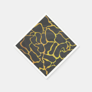 Serviette En Papier Impression Giraffe noir et jaune