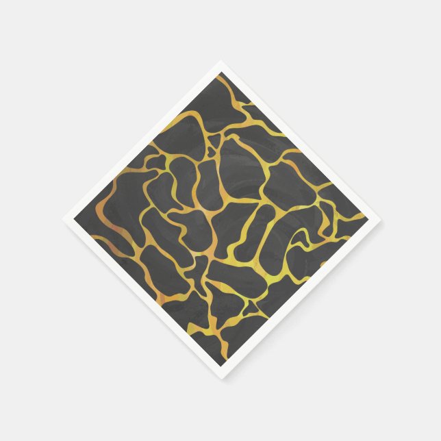 Serviette En Papier Impression Giraffe noir et jaune (Coin)