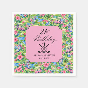 Serviette En Papier Impression golfique préppy rose vert pour 21e anni