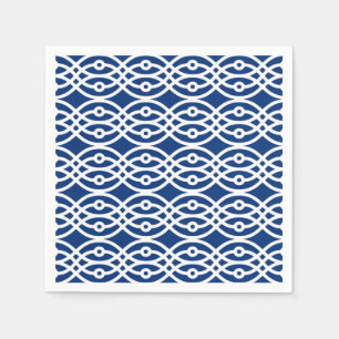 Serviette En Papier Impression kimono, bleu marine et blanc