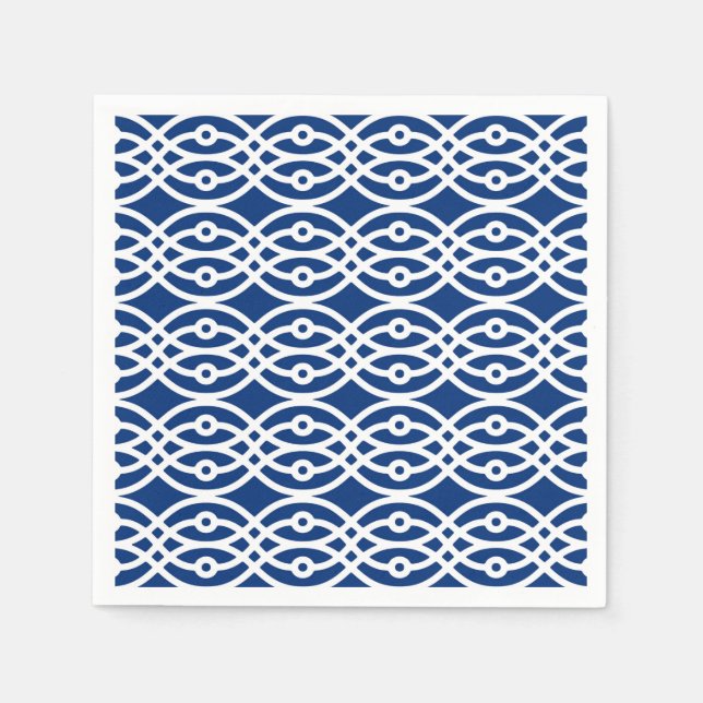 Serviette En Papier Impression kimono, bleu marine et blanc (Devant)