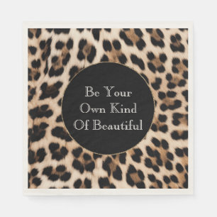 Serviette En Papier Impression léopard noir marron crémeux