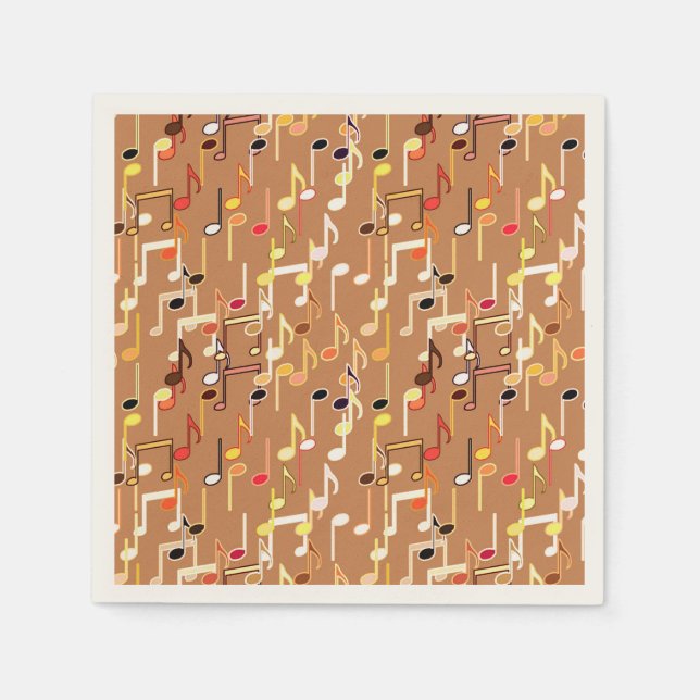 Serviette En Papier Impression musicale - Caramel Tan, Multi (Devant)
