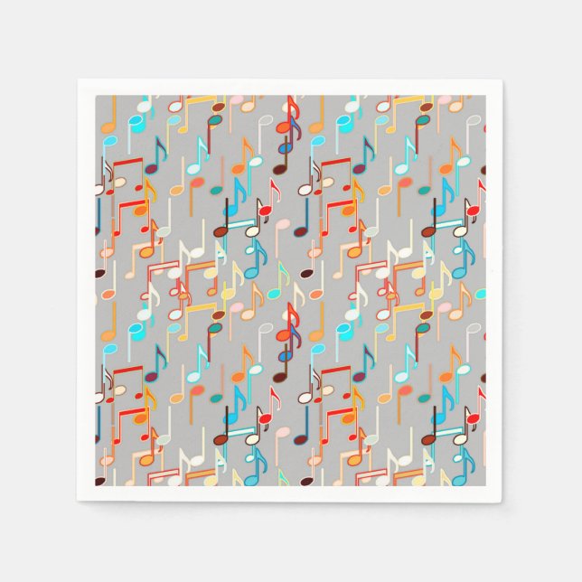 Serviette En Papier Impression musicale - Gris moyen, Multi (Devant)