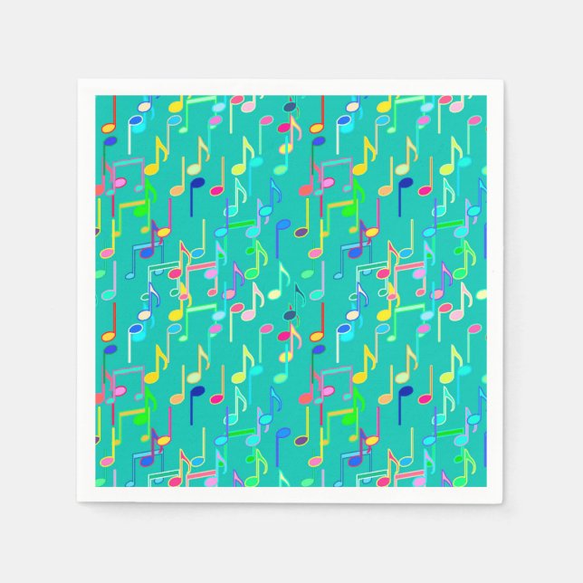 Serviette En Papier Impression musicale - turquoise, multi (Devant)