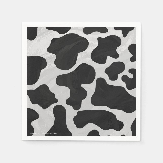 Serviette En Papier Impression noire et blanche de vache (Devant)