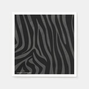 Serviette En Papier Impression noire et grise Zebra