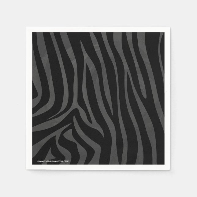 Serviette En Papier Impression noire et grise Zebra (Devant)