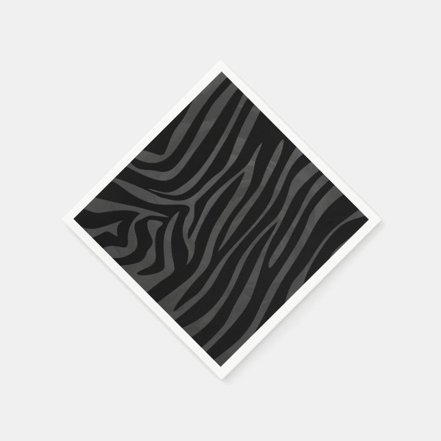 Serviette En Papier Impression noire et grise Zebra (Coin)