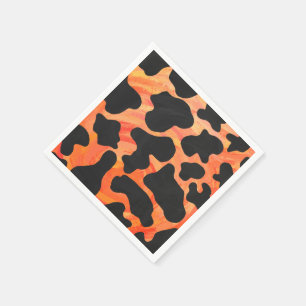 Serviette En Papier Impression noire et orange de vache