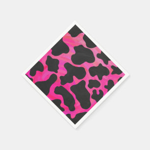 Serviette En Papier Impression noire et rose chaud de la vache