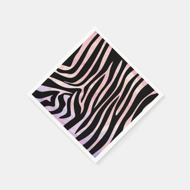 Serviette En Papier Impression noire et rose Zebra (Coin)