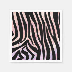 Serviette En Papier Impression noire et rose Zebra