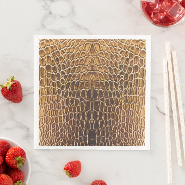 Serviette En Papier Impression peau d'alligator marron clair (En situation)